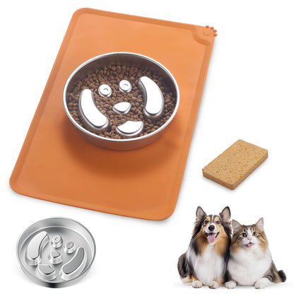 Stainless Steel Slow Feeder Dog Bowls – Non-Slip Metal Dog Bowl for Large & Medium Breeds, Puppy Puzzle Feeder – 2 Cup Capacity for Small to Big Pets – Durable Slow Feed Dog & Cat Food Dish