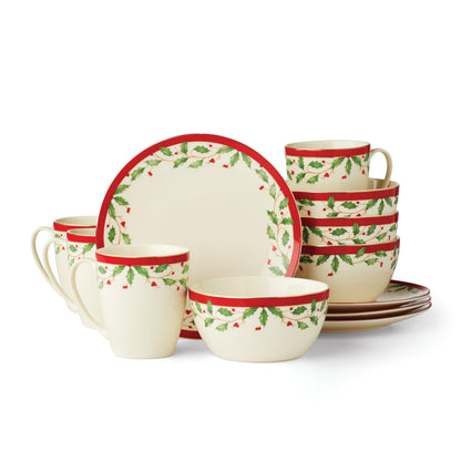 Lenox 883431 Holiday Place Setting Bowl, Red & Green, Christmas Dinnerware