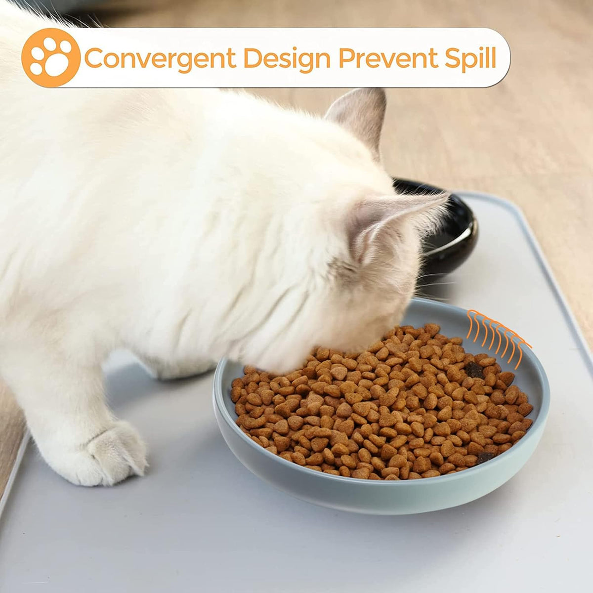 Ceramic Cat Bowls,Shallow Cat Dishes for Food and Water, 6 inch Matte Finish Wide Cat Food Bowl,Whisker Fatigue Free Pet Puppy Kitten Bowl Set of 3,Dishwasher Safe