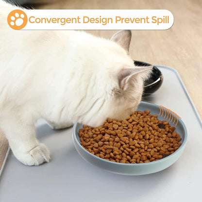 Ceramic Cat Bowls,Shallow Cat Dishes for Food and Water, 6 inch Matte Finish Wide Cat Food Bowl,Whisker Fatigue Free Pet Puppy Kitten Bowl Set of 3,Dishwasher Safe