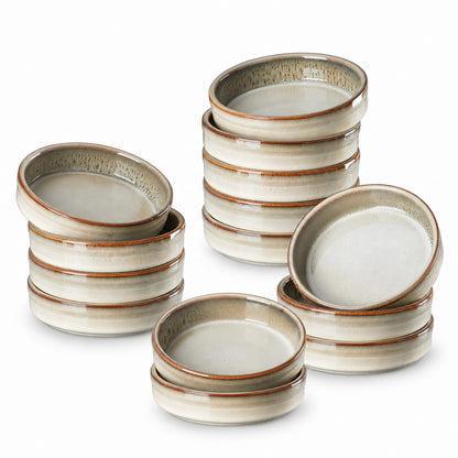 ONEMORE 4 oz Ramekins Oven Safe, Ceramic Ramekins for Creme Brulee, Custard, Pudding, Souffle, Blue Shallow Ramekin Dishes, Small Porcelain Ramekin Set of 6 for Baking & Serving