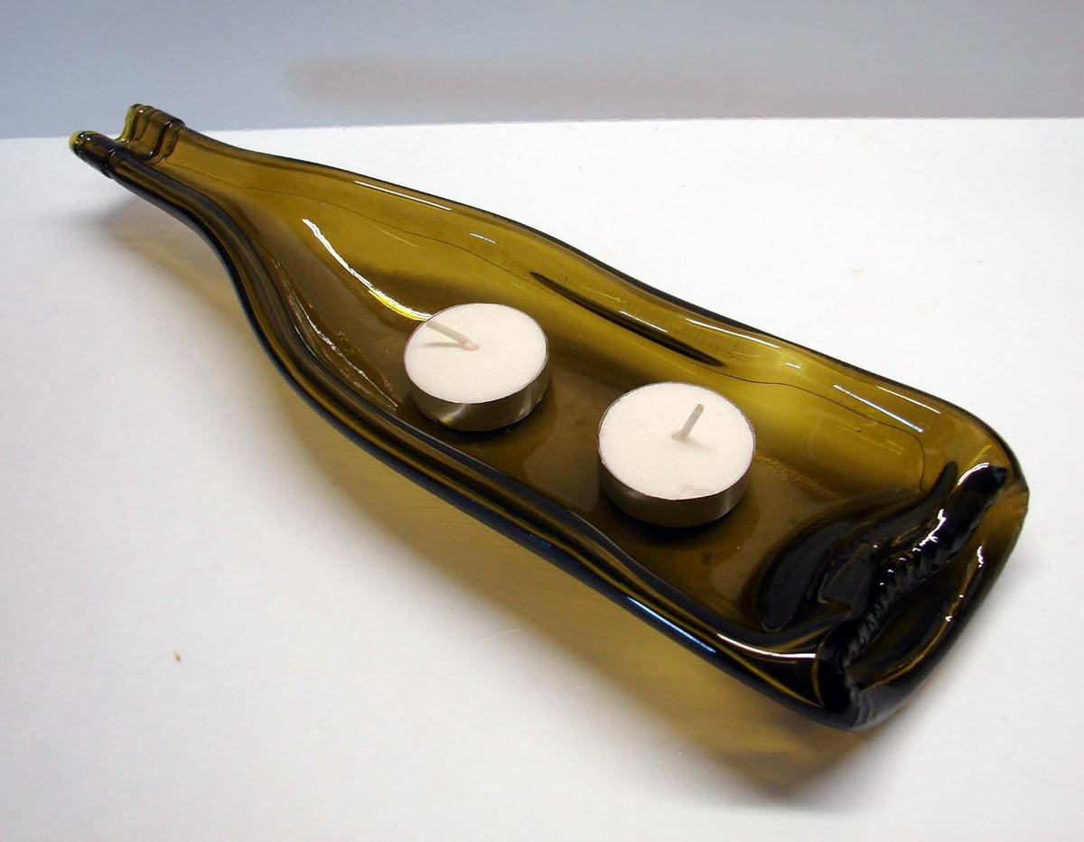 UpCycled Yellow Wine Bottle Shallow Snack Serving Dish Bowl