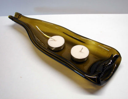 UpCycled Yellow Wine Bottle Shallow Snack Serving Dish Bowl