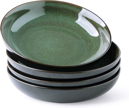 LERATIO 9.0" Ceramic Pasta Bowls Set of 4,38oz Large Stoneware Bowls Set