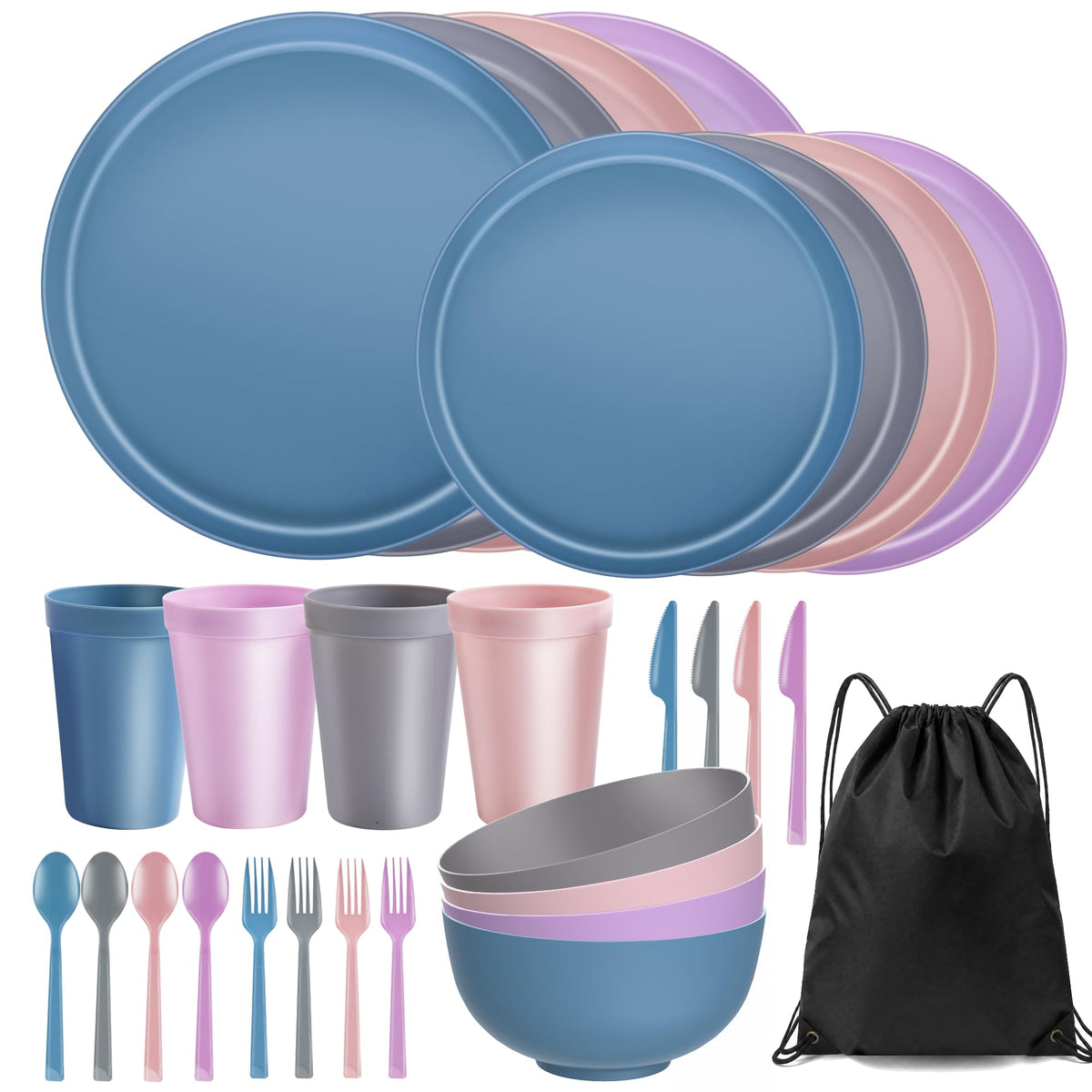 42 Piece Dinnerware Set for 6, Unbreakable Plates and Bowls Sets
