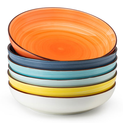 Sweese 6-Pack Ceramic Pasta Bowls, Neutral Extra Large 30 Fl Oz Durable Professional Grade