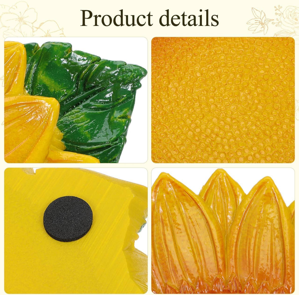 Sunflower Decorative Tray, 6.7 Inch Resin Dish, Yellow