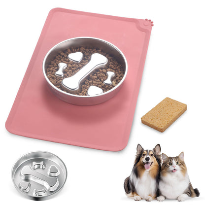 Stainless Steel Slow Feeder Dog Bowls – Non-Slip Metal Dog Bowl for Large & Medium Breeds, Puppy Puzzle Feeder – 2 Cup Capacity for Small to Big Pets – Durable Slow Feed Dog & Cat Food Dish