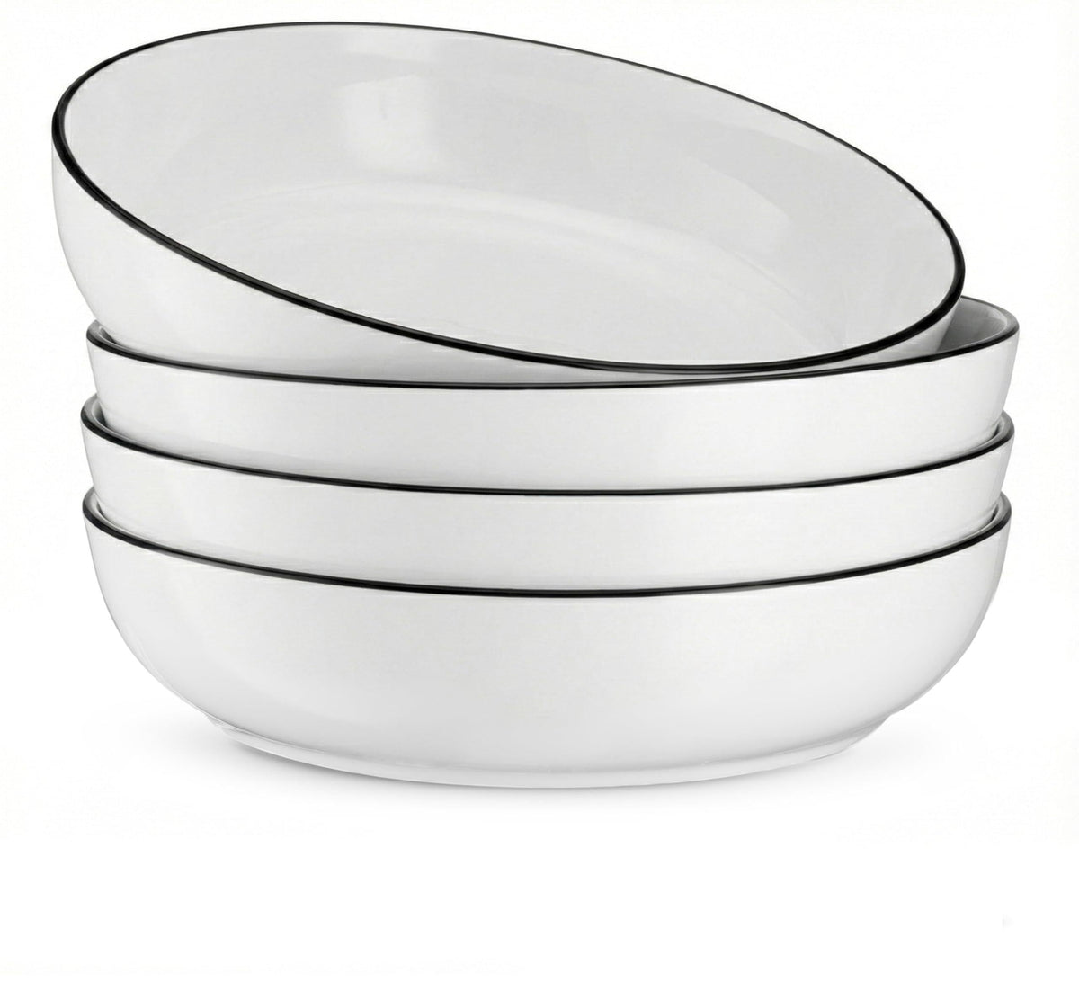 KooK Pasta Bowls, For Soups & Salads, Set of 4, 40 oz, White