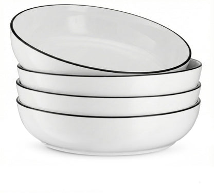 KooK Pasta Bowls, For Soups & Salads, Set of 4, 40 oz, White