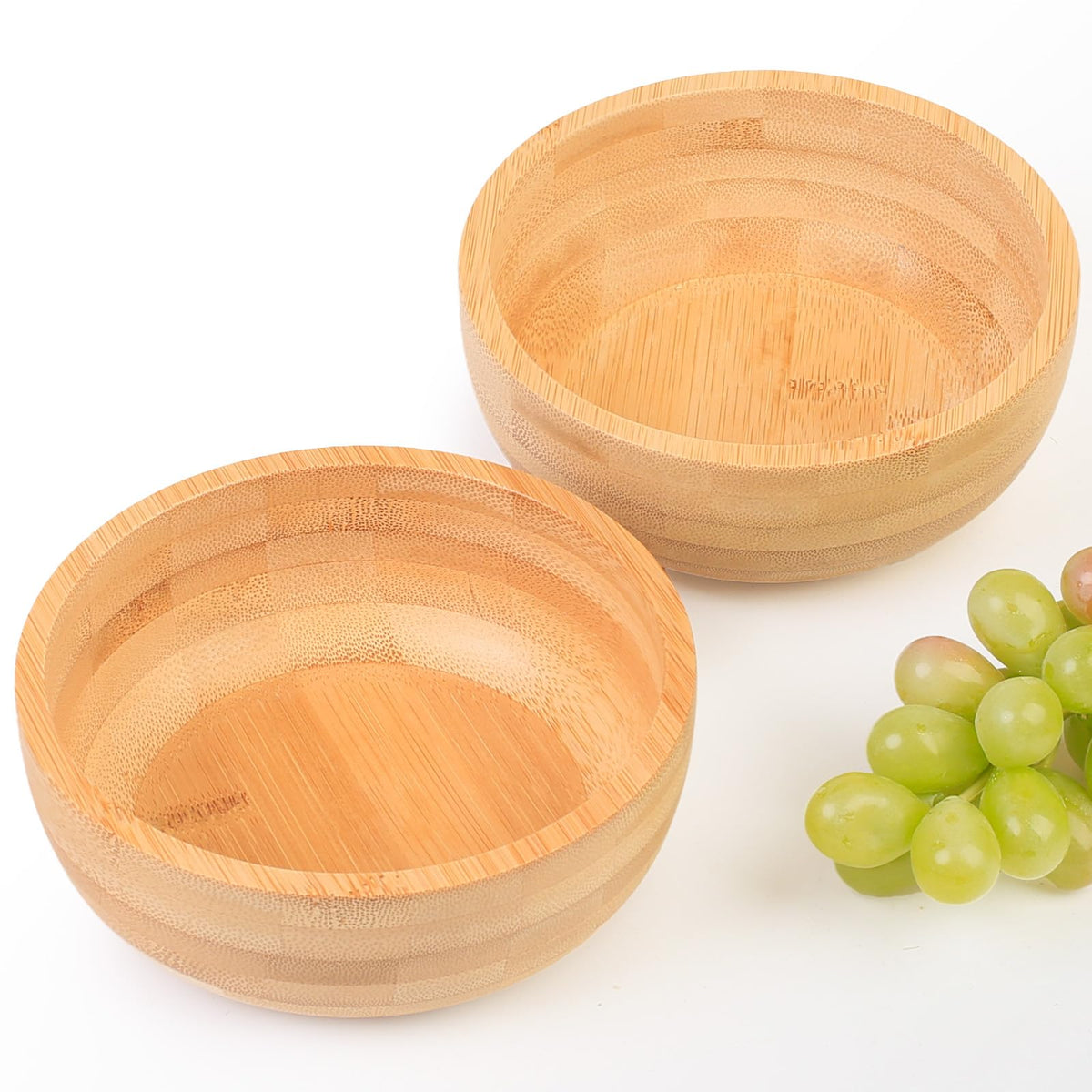 Small Bamboo Wooden Bowls Set of 2, Round Shallow Serving Bowls for Charcuterie/Fruit/Candy, 4 Inch Handmade Dipping Dishes for Spice/Salsa/Tomato Sauce