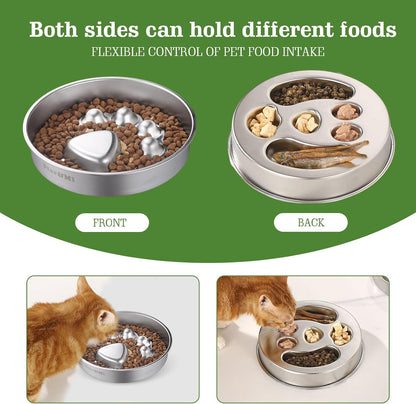 Stainless Steel Slow Feeder Dog Bowls – Non-Slip Metal Dog Bowl for Large & Medium Breeds, Puppy Puzzle Feeder – 2 Cup Capacity for Small to Big Pets – Durable Slow Feed Dog & Cat Food Dish