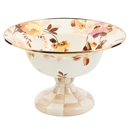 MACKENZIE-CHILDS Enamel Compote, Large, Brown-and-White Mocha Check