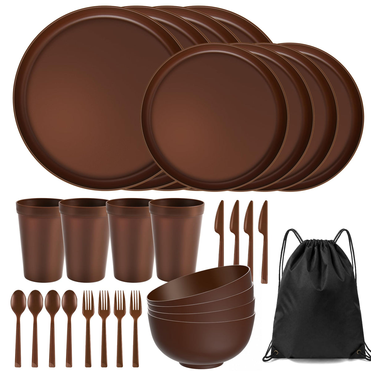 42 Piece Dinnerware Set for 6, Unbreakable Plates and Bowls Sets