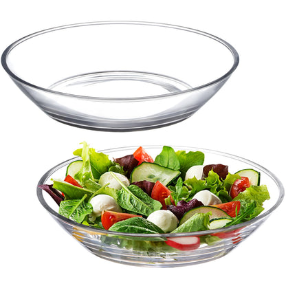 NUTRIUPS Small Glass Pasta Bowl 2 Pack, 20oz Glass Plate Bowls for Soup, Salad and Dessert, Microwave,Oven and Dishwasher Safe, 7 Inch (POUGINE Set)