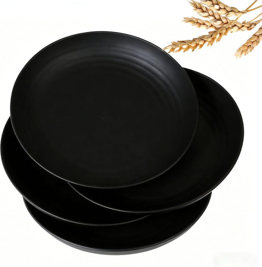 Wheat Straw Plates, Unbreakable Flat Dinner Reusable Plates 4 Pack