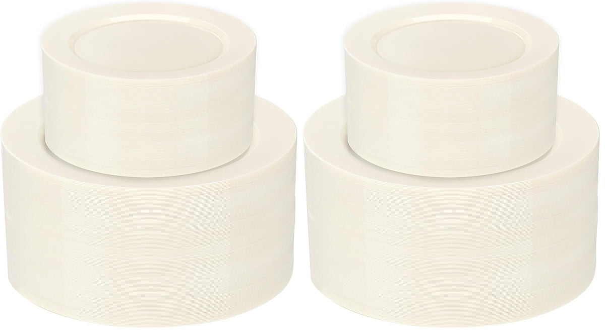 I00000 102 Pcs Silver Plastic Plates, Premium Silver Disposable Plates