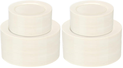 I00000 102 Pcs Silver Plastic Plates, Premium Silver Disposable Plates