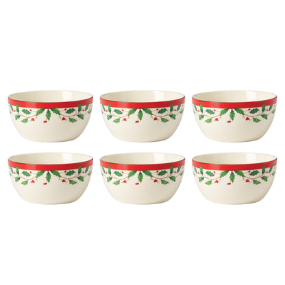 Lenox 883431 Holiday Place Setting Bowl, Red & Green, Christmas Dinnerware