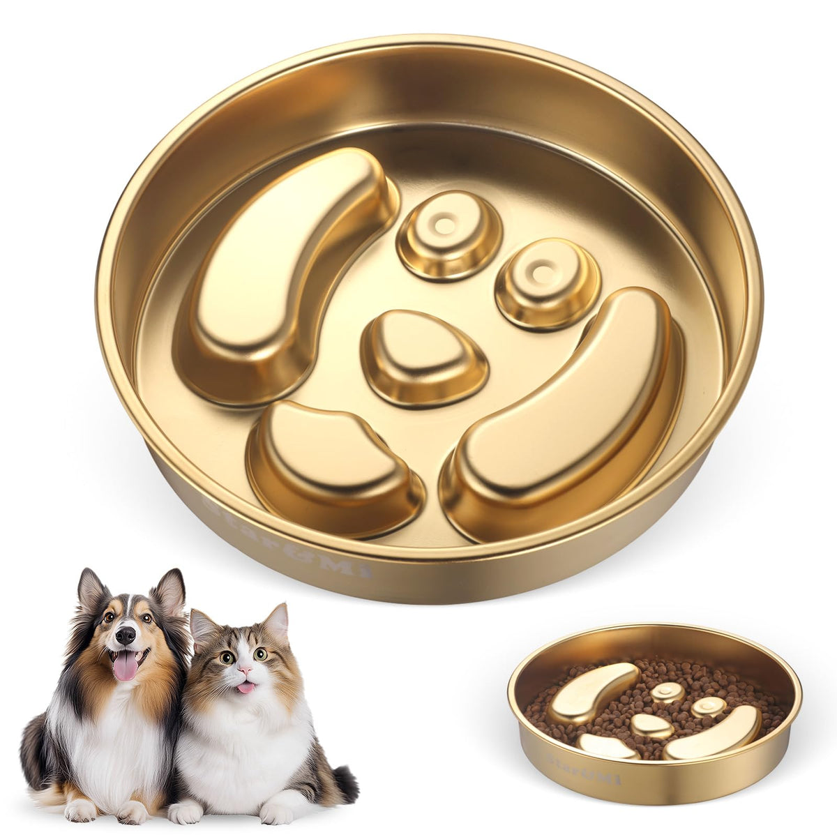 Stainless Steel Slow Feeder Dog Bowls – Non-Slip Metal Dog Bowl for Large & Medium Breeds, Puppy Puzzle Feeder – 2 Cup Capacity for Small to Big Pets – Durable Slow Feed Dog & Cat Food Dish