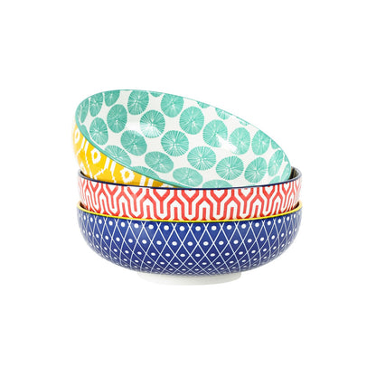 Selamica 60 OZ Ceramic Serving Bowls, Set of 3, Assorted Colors
