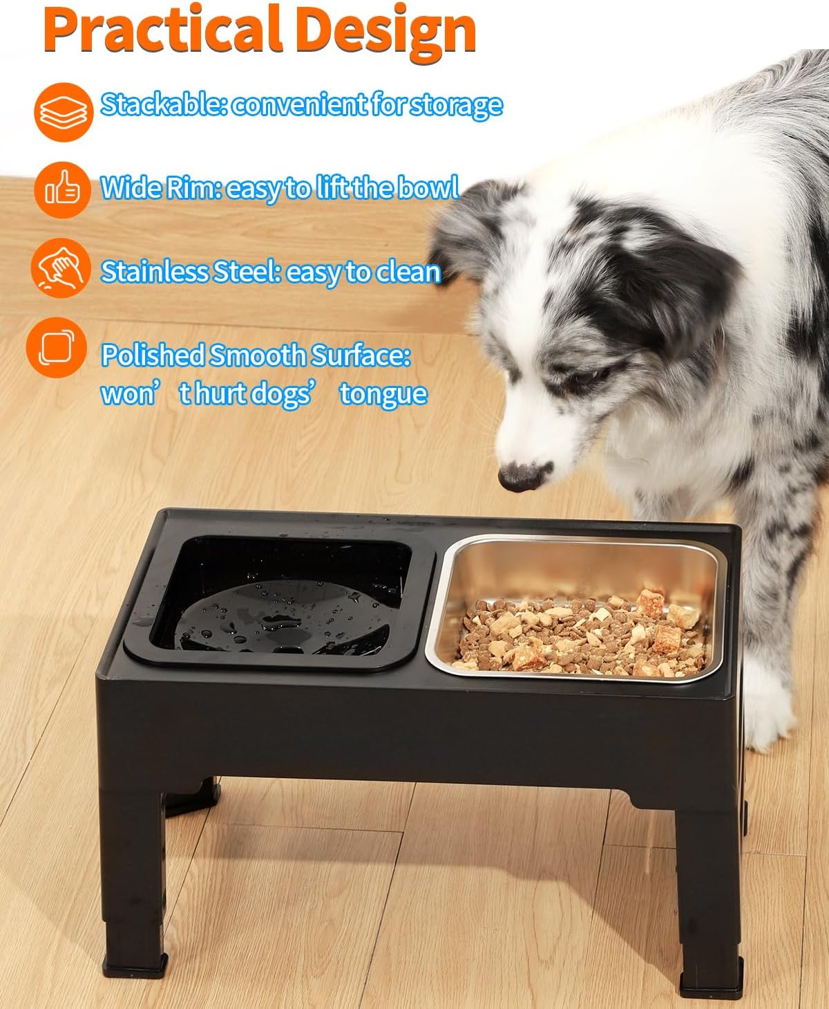 Stainless Steel Dog Bowls, [2 Pack] Water and Food Bowl Set, 1.6L Pet Metal Dishes for Small Medium Large Dogs