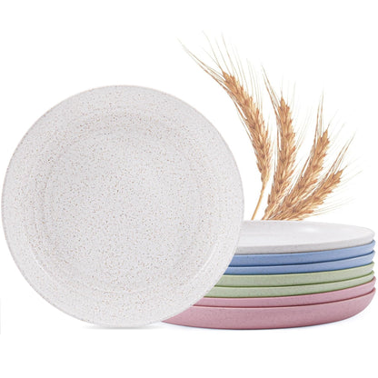 MISS BIG Wheat Straw Plates Set of 4, 10 Inch White Dinner Plates, BPA Free