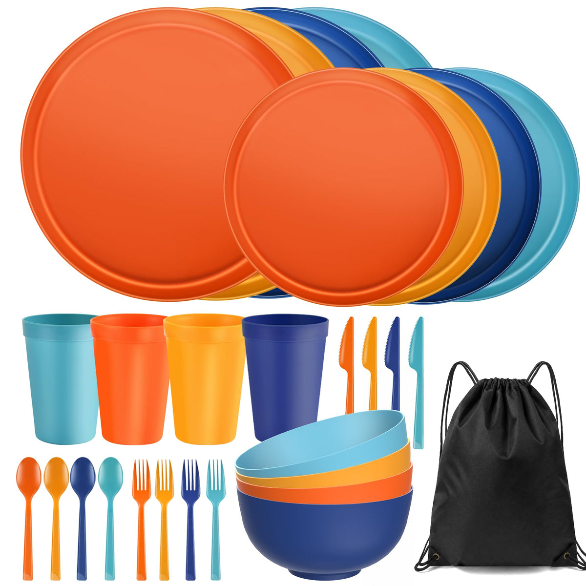 42 Piece Dinnerware Set for 6, Unbreakable Plates and Bowls Sets