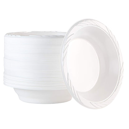 100 Count Disposable 12 ounce White Plastic Soup Bowls