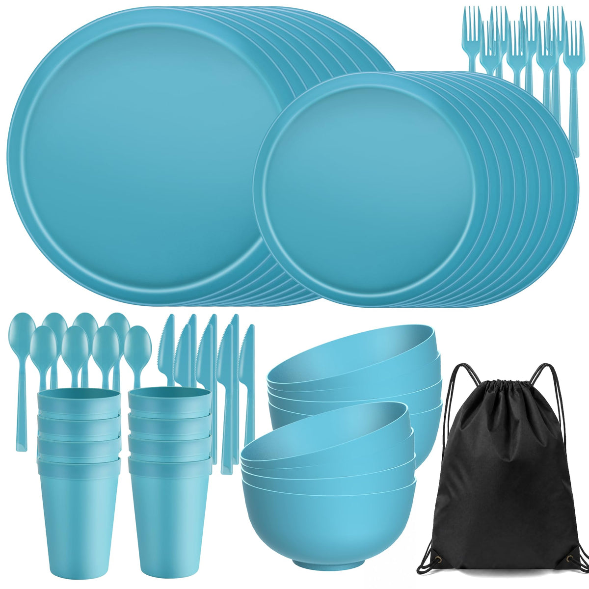42 Piece Dinnerware Set for 6, Unbreakable Plates and Bowls Sets