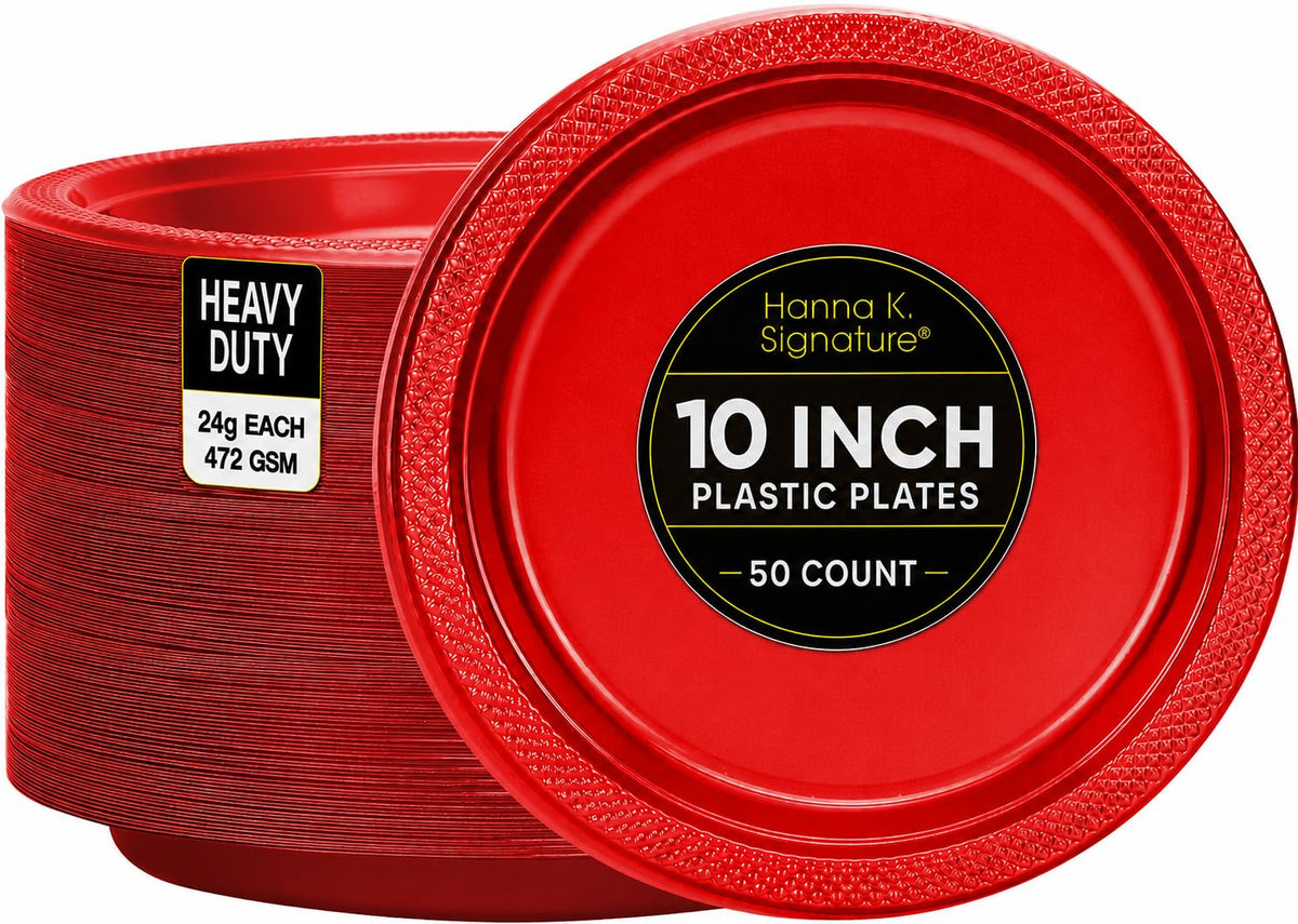 Silver Solid Color Premium Heavy Weight Plastic Dinner Plate (9") 50 Count - Premium Plastic, Elegant & Durable, Perfect for Events