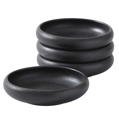 Uaral Japanese Plates Serving Dishes,Salad Bowl Set,Dessert Plate,Appetizer Plate Set of 4,5.5 inch(Black Speckled)