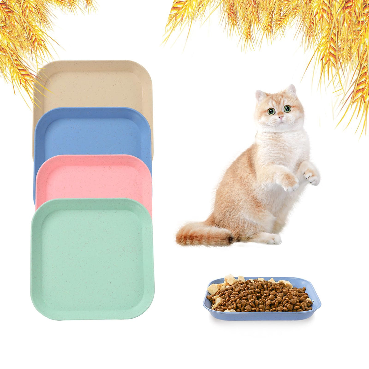 8 Pieces Cat Food Bowl Set, 6 inch Wide Shallow Cat Bowl for Relief Whisker Fatigue,Small Flat Cats Dish, Shallow Pet Feeding Dish or Plate for Kittens and Small Dogs