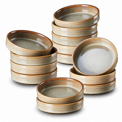 ONEMORE 4 oz Ramekins Oven Safe, Ceramic Ramekins for Creme Brulee, Custard, Pudding, Souffle, Blue Shallow Ramekin Dishes, Small Porcelain Ramekin Set of 6 for Baking & Serving