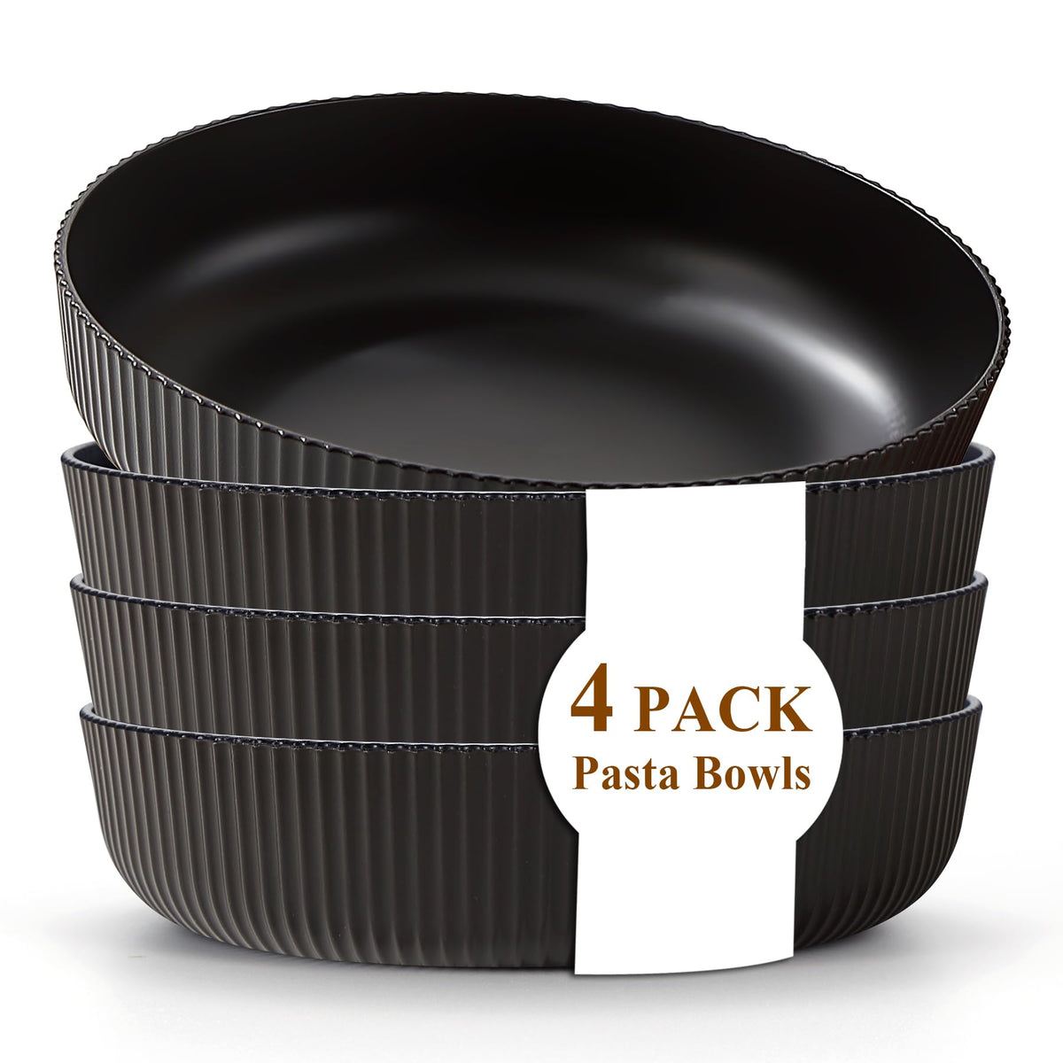 Kyraton Pasta Bowls Set of 4, 37oz Salad Bowls Soup Bowls Large Pasta Serving Bowl Plastic Unbreakable Serving Dishes Dinner Bowls (Dark Green)