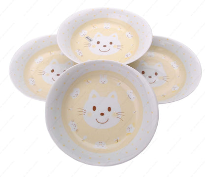 M.V. Trading MV0314A1PK Japanese Oval Deep Soup Dish with Bunny Design, 7¾ x 7-Inch, Pink, Sold as 4 Plates