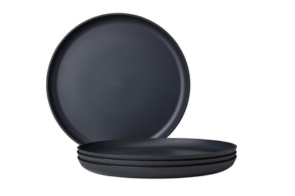 Mepal - Deep plate 4 pieces Silueta - Dishwasher & microwave resistant - Plastic plates - Dinner plates - Tableware - 21 cm - Nordic black
