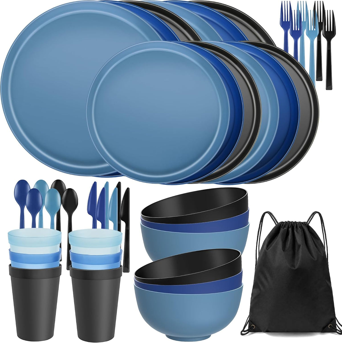 42 Piece Dinnerware Set for 6, Unbreakable Plates and Bowls Sets