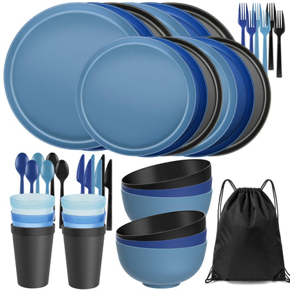 42 Piece Dinnerware Set for 6, Unbreakable Plates and Bowls Sets
