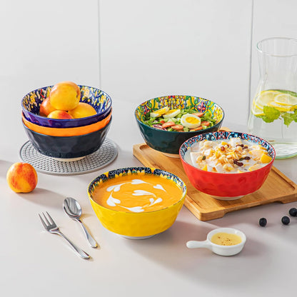 vancasso 26 Oz Ceramic Cereal Bowls Set of 6, Bohemian Soup Salad Bowls