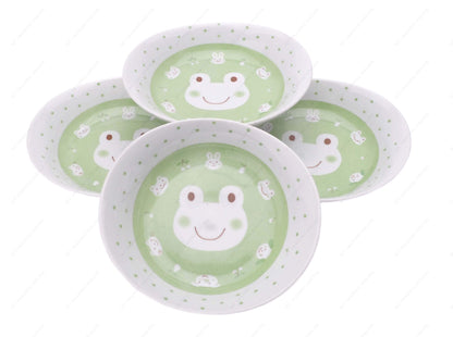 M.V. Trading MV0314A1PK Japanese Oval Deep Soup Dish with Bunny Design, 7¾ x 7-Inch, Pink, Sold as 4 Plates