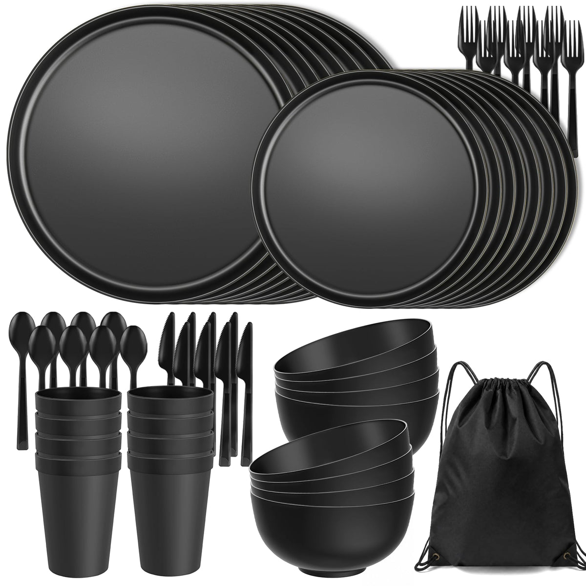 42 Piece Dinnerware Set for 6, Unbreakable Plates and Bowls Sets