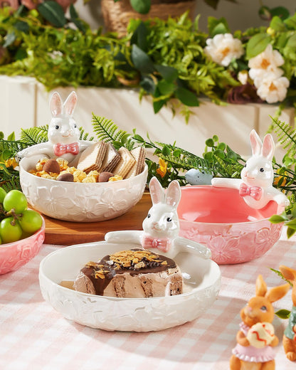 Metahom 8 Inch Easter Candy Bowl, Ceramic Bunny Candy Dish, 28 Oz