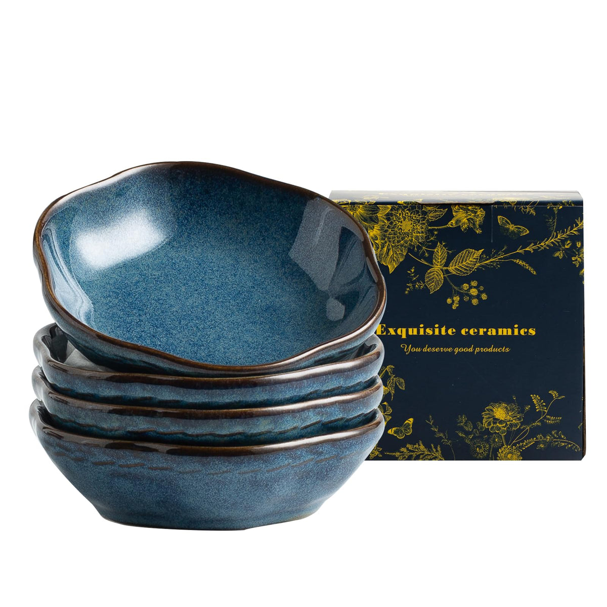 Reactive Glaze Dipping Bowls, Soy Sauce Dishes Set of 4