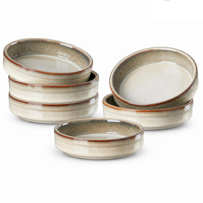 ONEMORE 4 oz Ramekins Oven Safe, Ceramic Ramekins for Creme Brulee, Custard, Pudding, Souffle, Blue Shallow Ramekin Dishes, Small Porcelain Ramekin Set of 6 for Baking & Serving