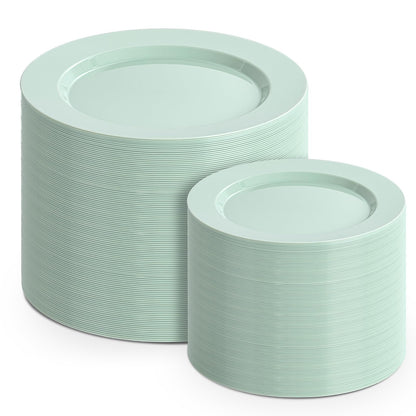 FLOWERCAT 200PCS Clear Plastic Plates Disposable Plates for Party - Clear Bulk Plastic Plates - 100 10" Dinner Plates and 100 7" Salad Plates for Weddings, New Year,Christmas Parties and Events