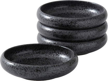 Uaral Japanese Plates Serving Dishes,Salad Bowl Set,Dessert Plate,Appetizer Plate Set of 4,5.5 inch(Black Speckled)