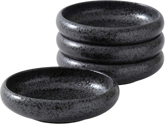 Uaral Japanese Plates Serving Dishes,Salad Bowl Set,Dessert Plate,Appetizer Plate Set of 4,5.5 inch(Black Speckled)