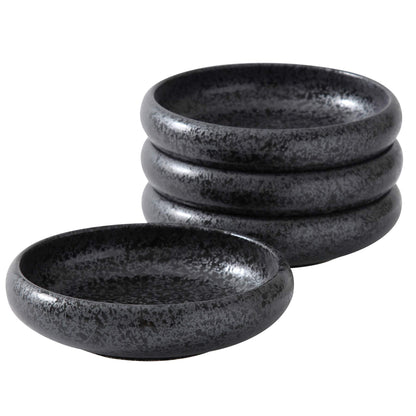 Uaral Japanese Plates Serving Dishes,Salad Bowl Set,Dessert Plate,Appetizer Plate Set of 4,5.5 inch(Black Speckled)