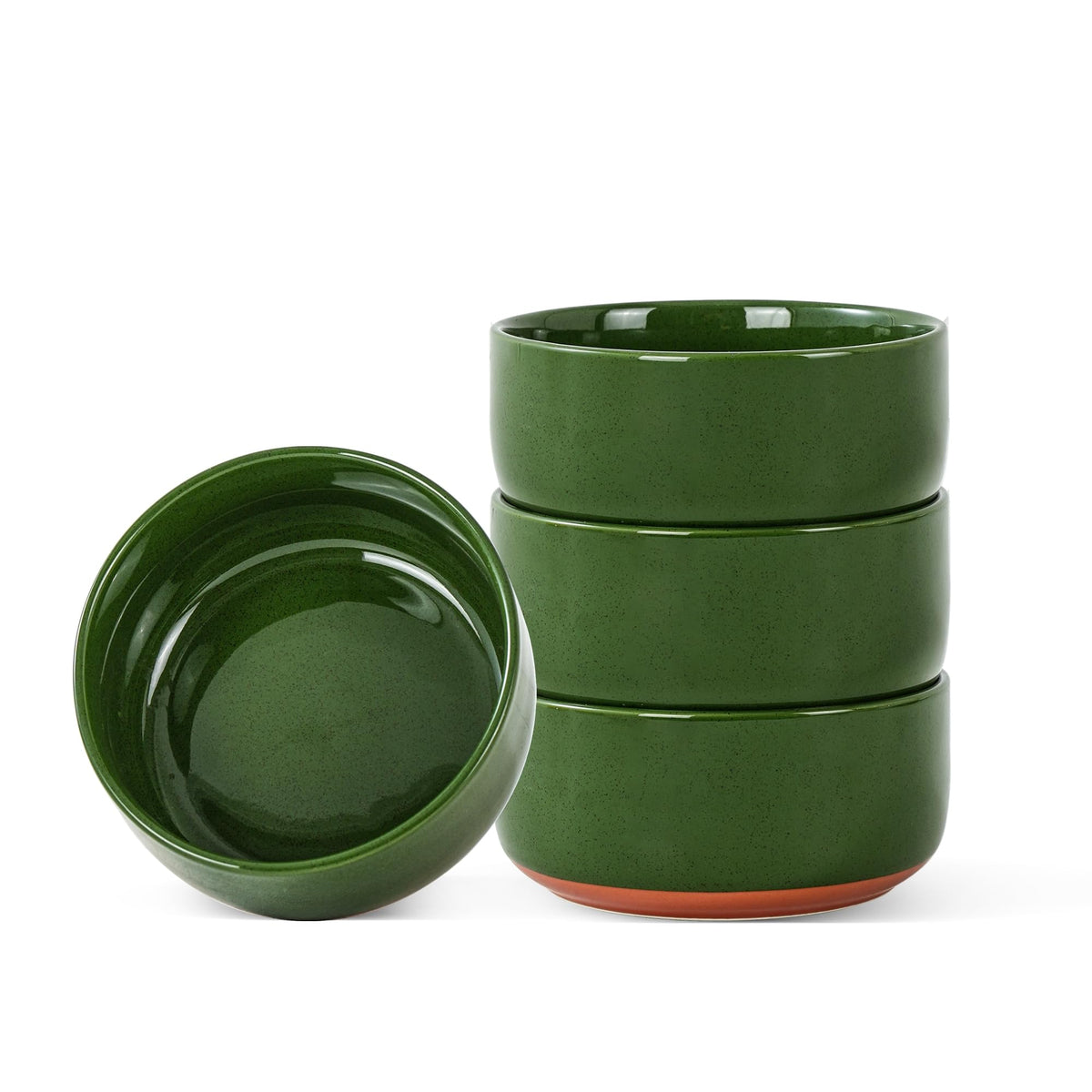 Ceramic Dinner Plates, 10.25 Inch, Set for 4, Elegant Green